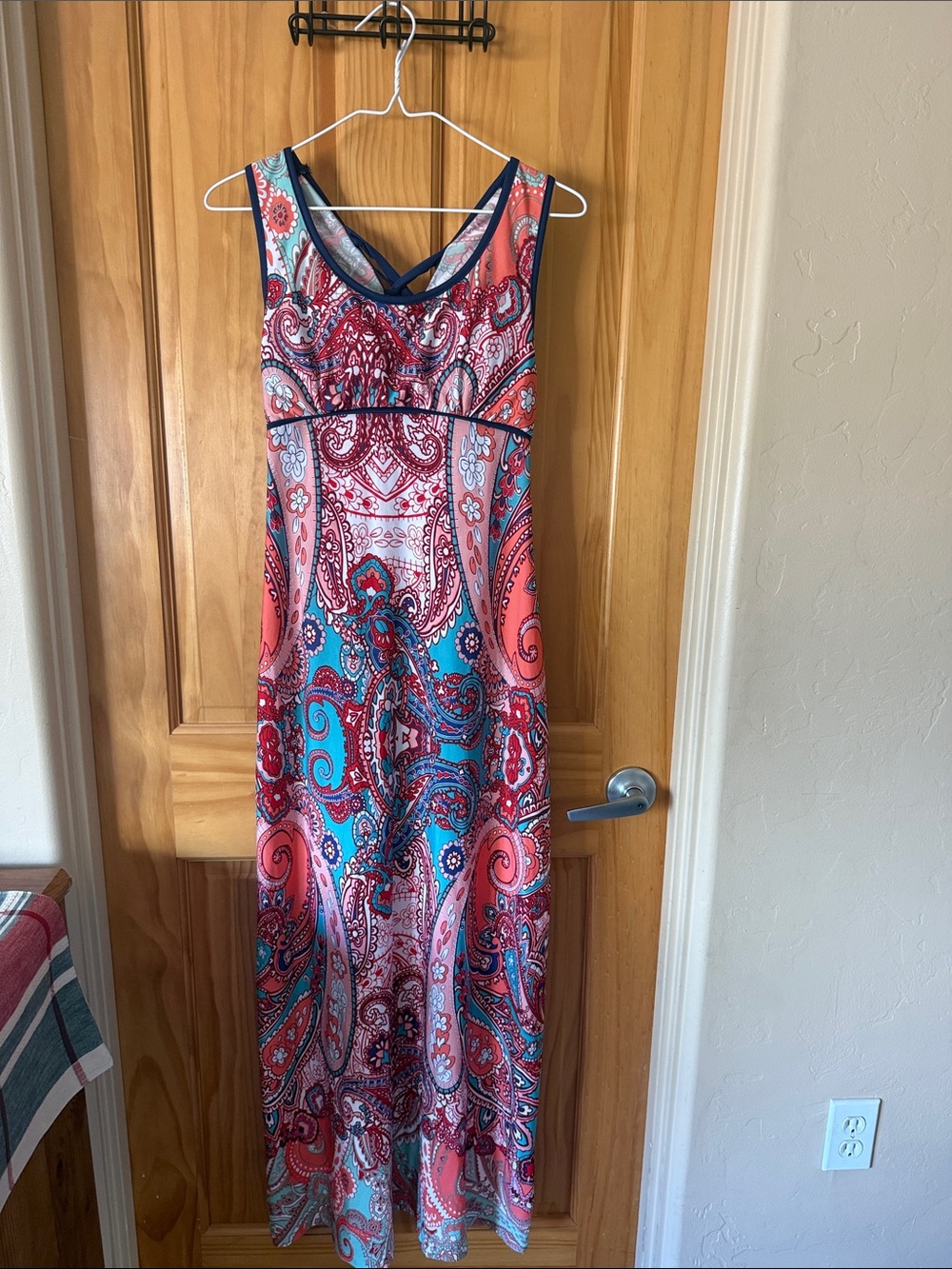 Honey and Rosie Coral & Teal Paisley Maxi Dress